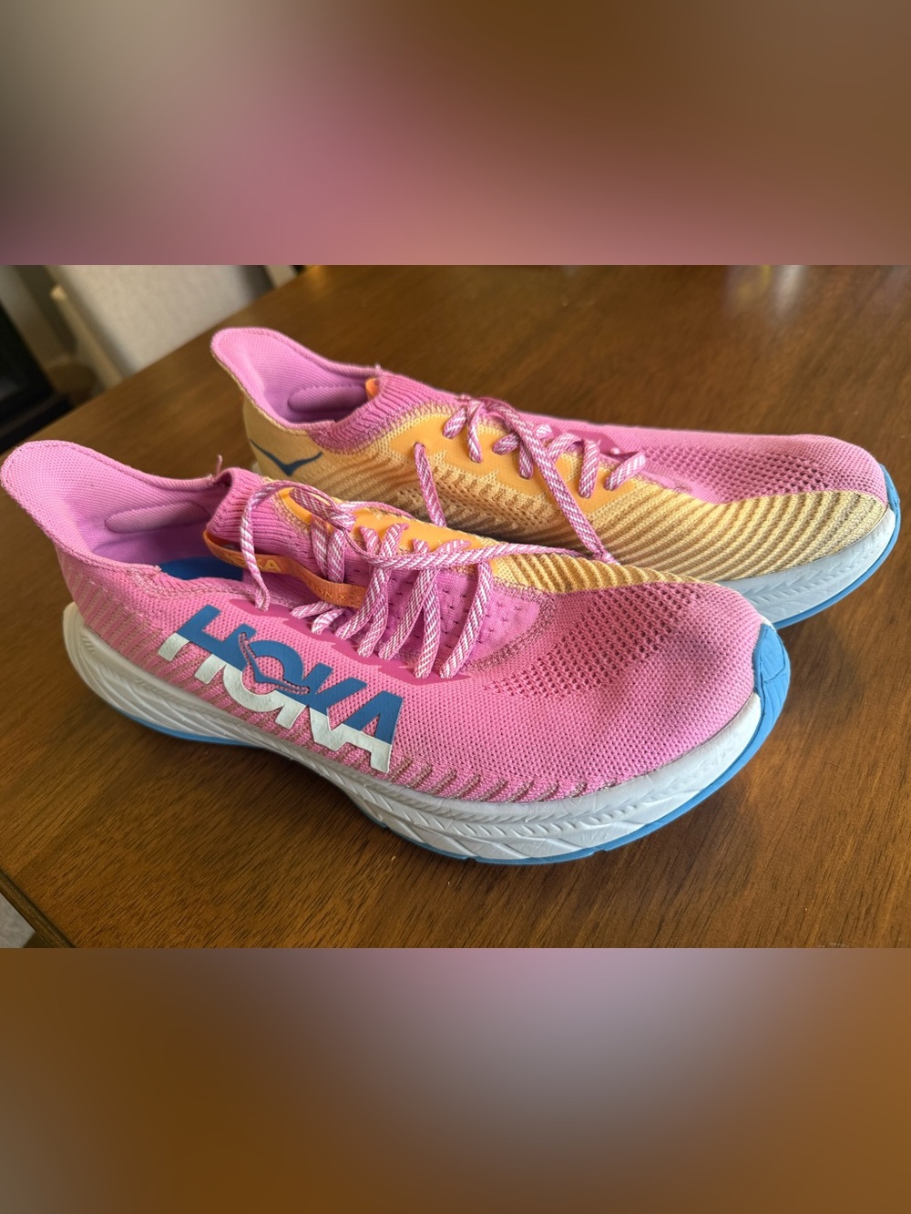 HOKA Carbon X 3 Running Shoes Women’s 11 Pink Blue Orange Carbon Plate